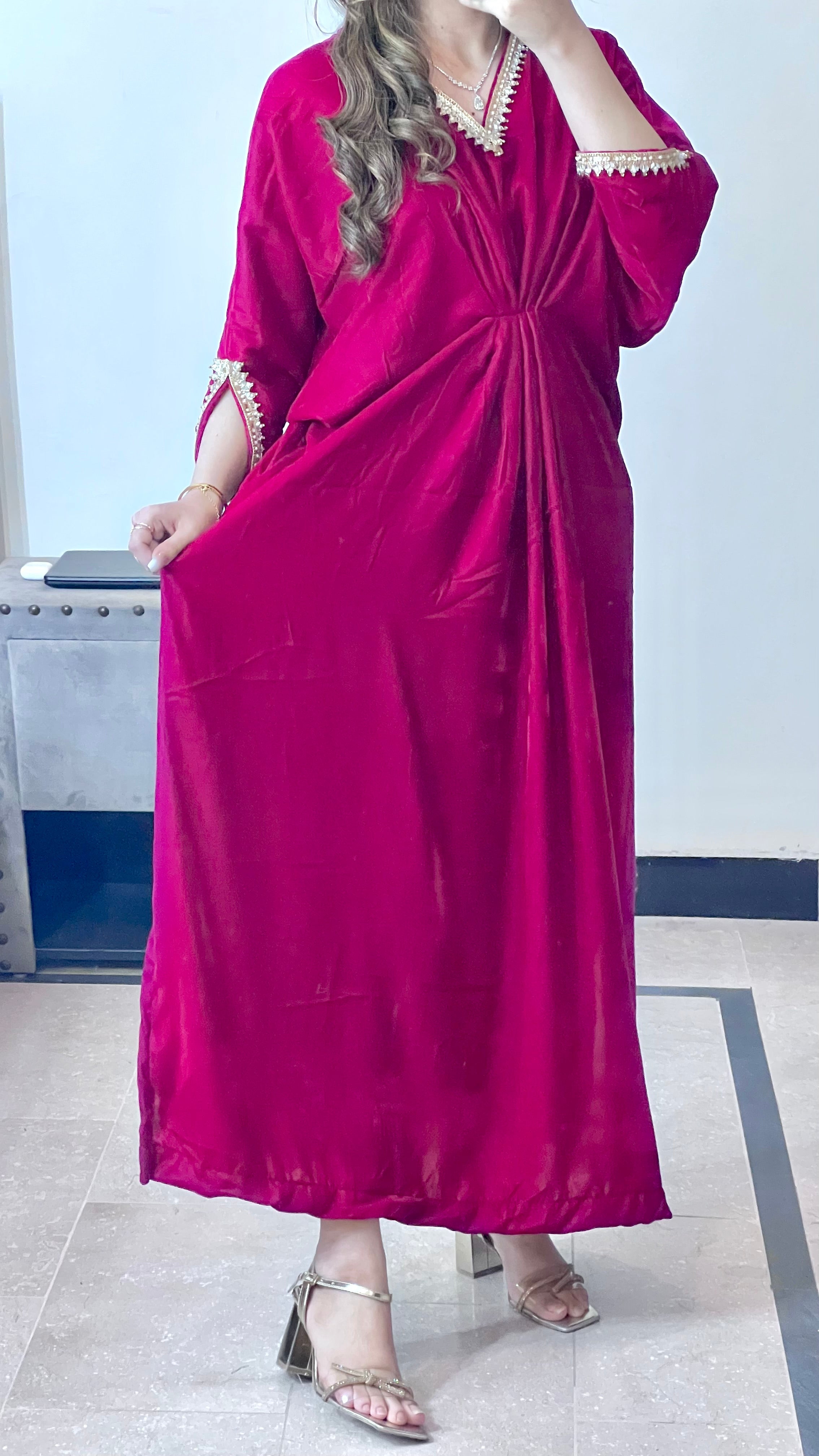 Embroidered Velvet Kaftan