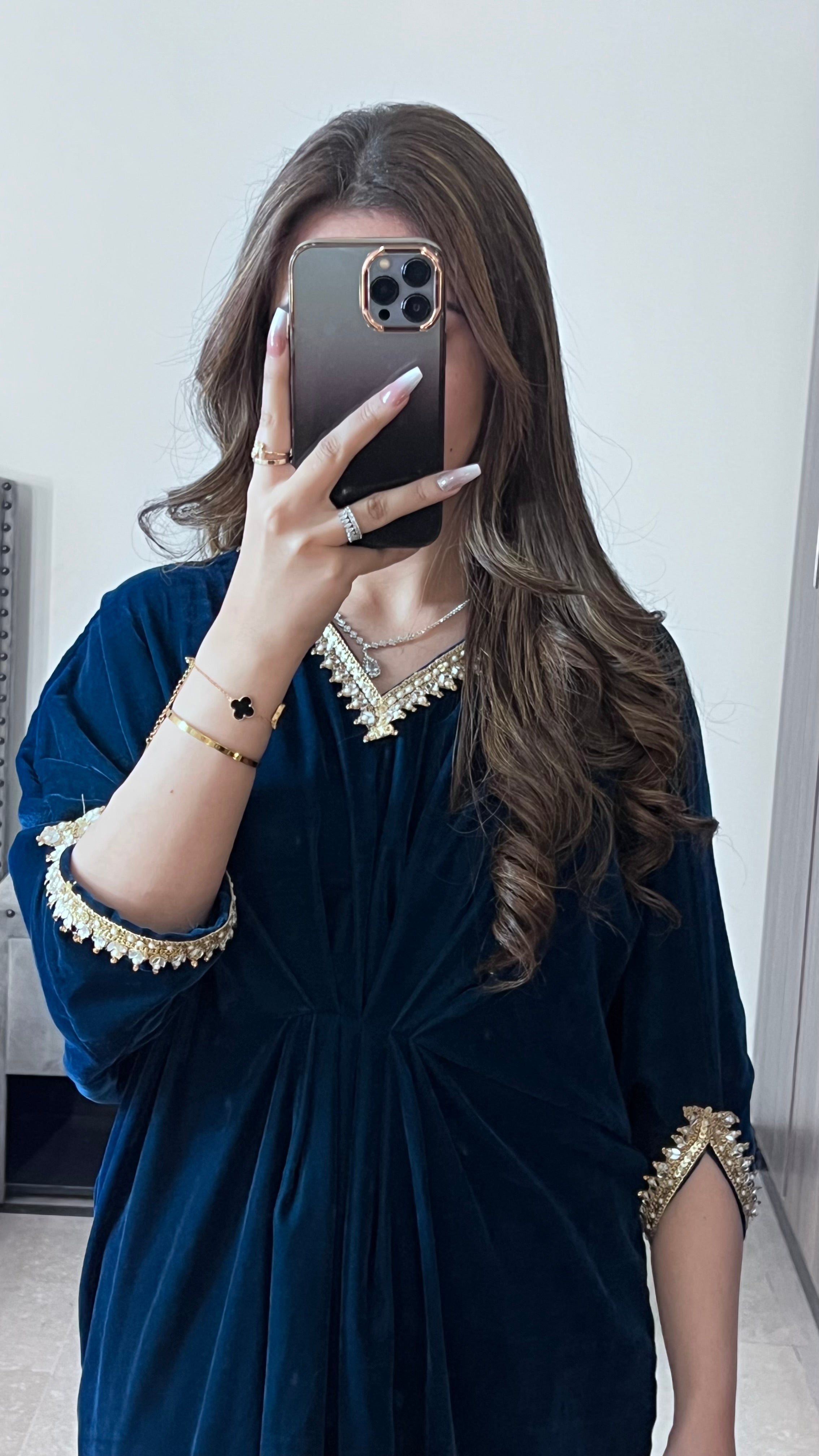 Embroidered Velvet Kaftan