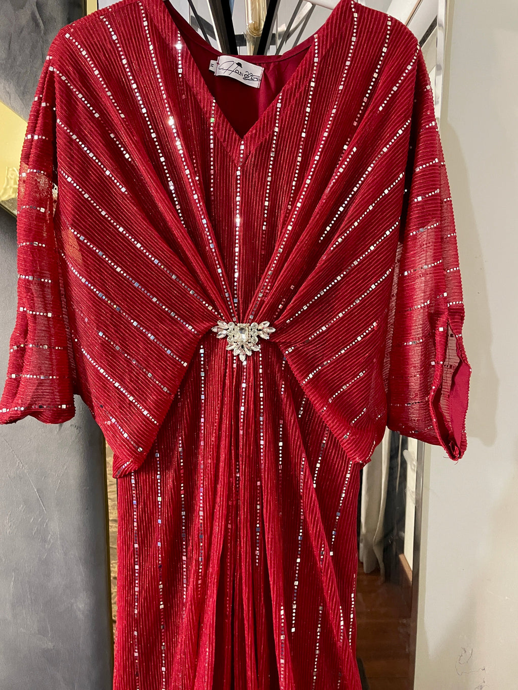 Red Moonlight Sequins Kaftan