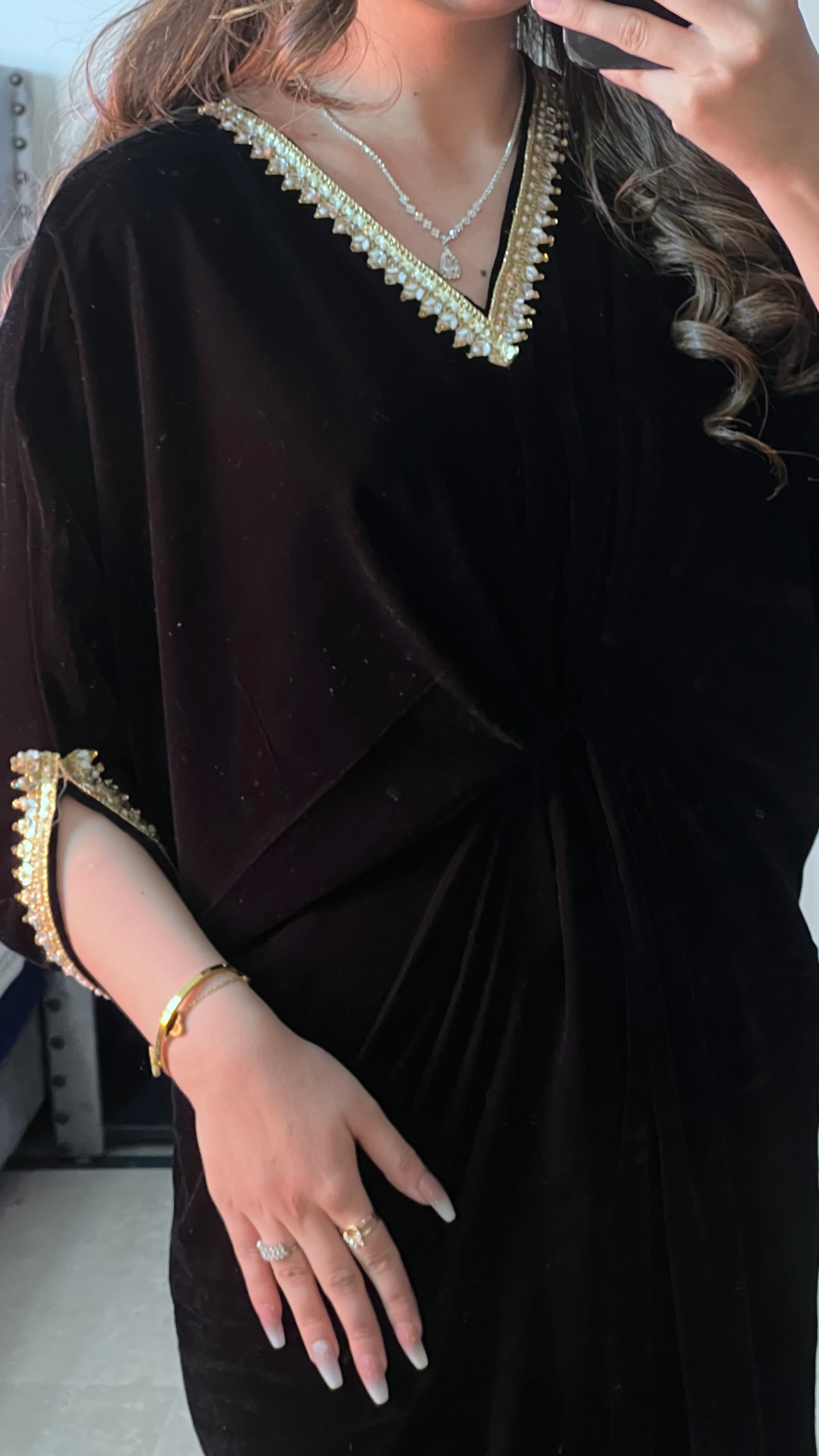 Embroidered Velvet Kaftan