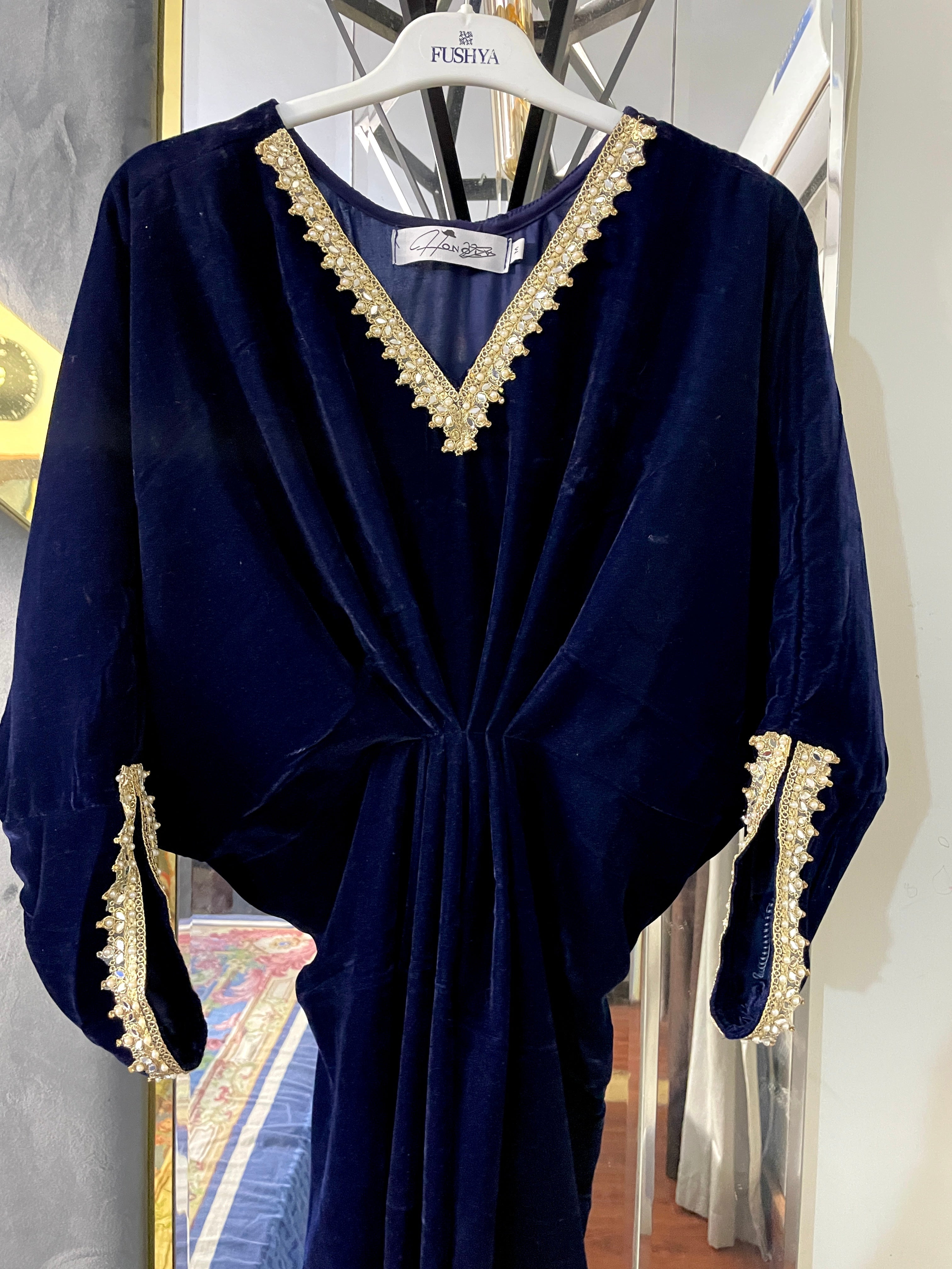Embroidered Velvet Kaftan