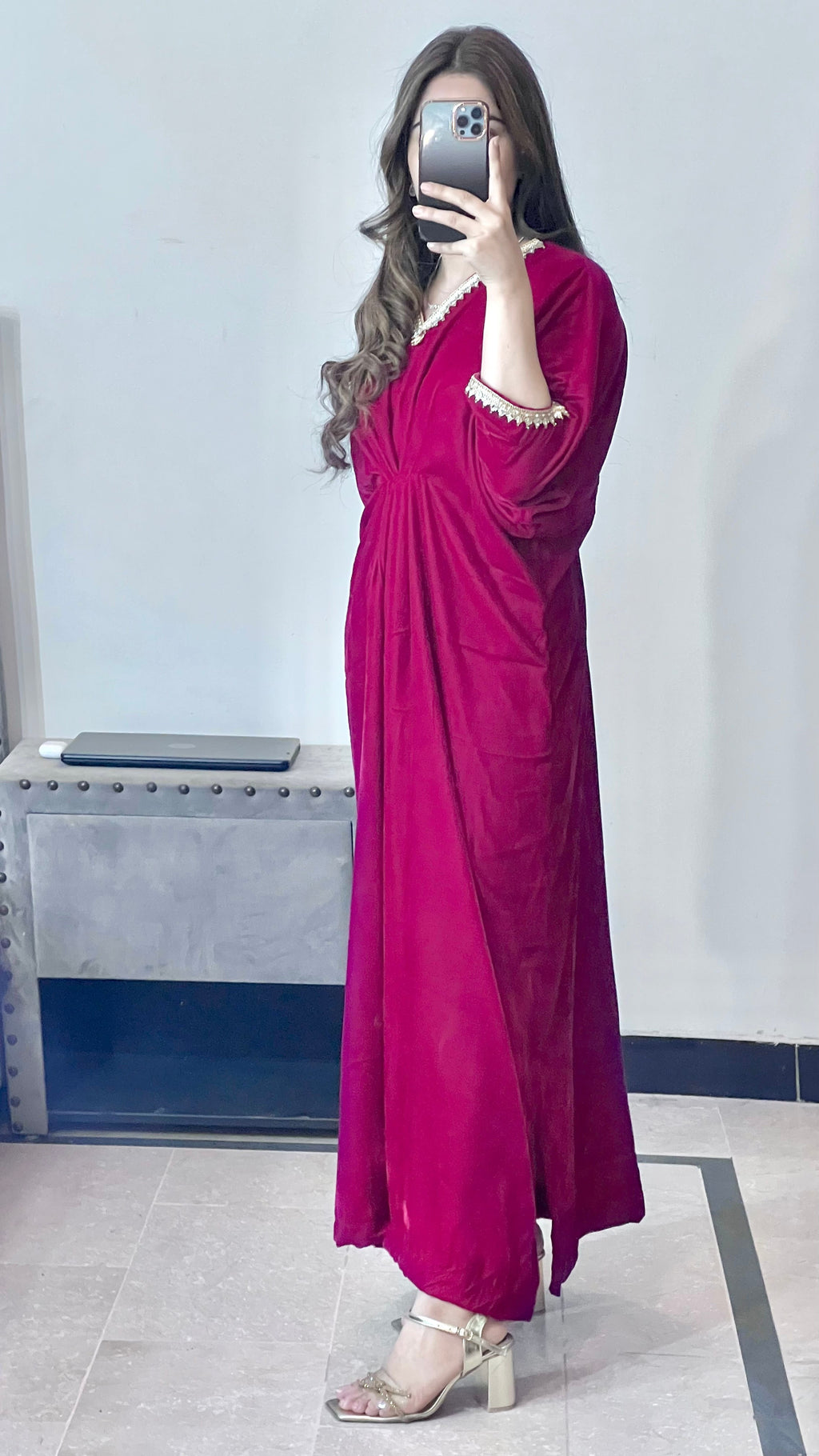 Embroidered Velvet Kaftan