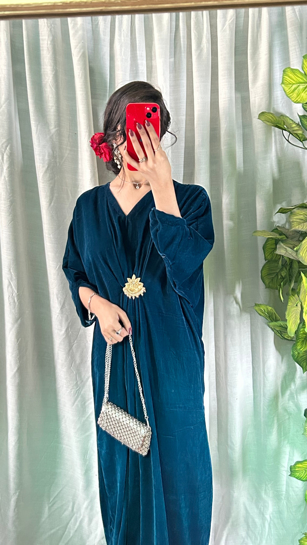 Velvet Zinc Blue Kaftan