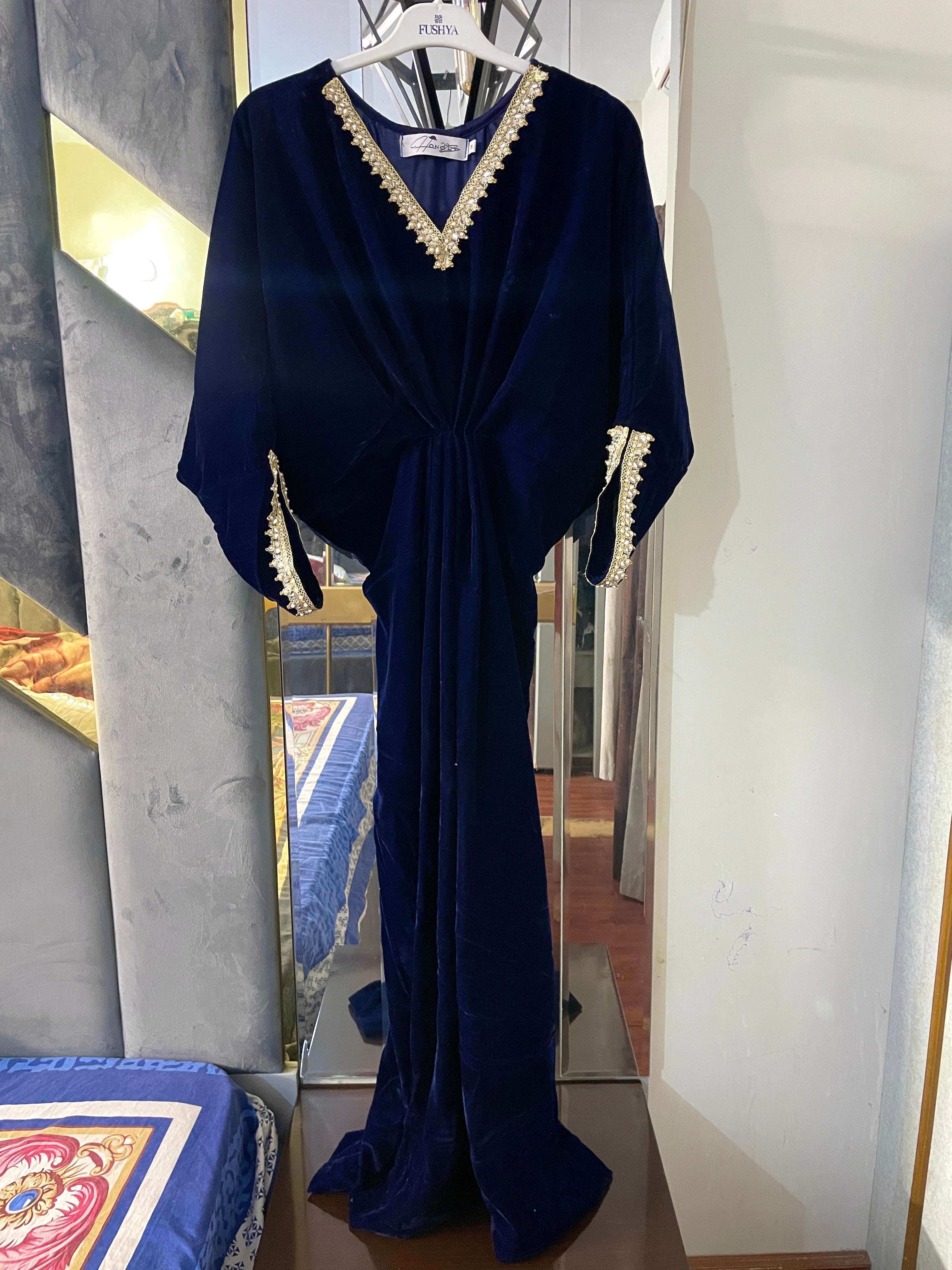 Embroidered Velvet Kaftan