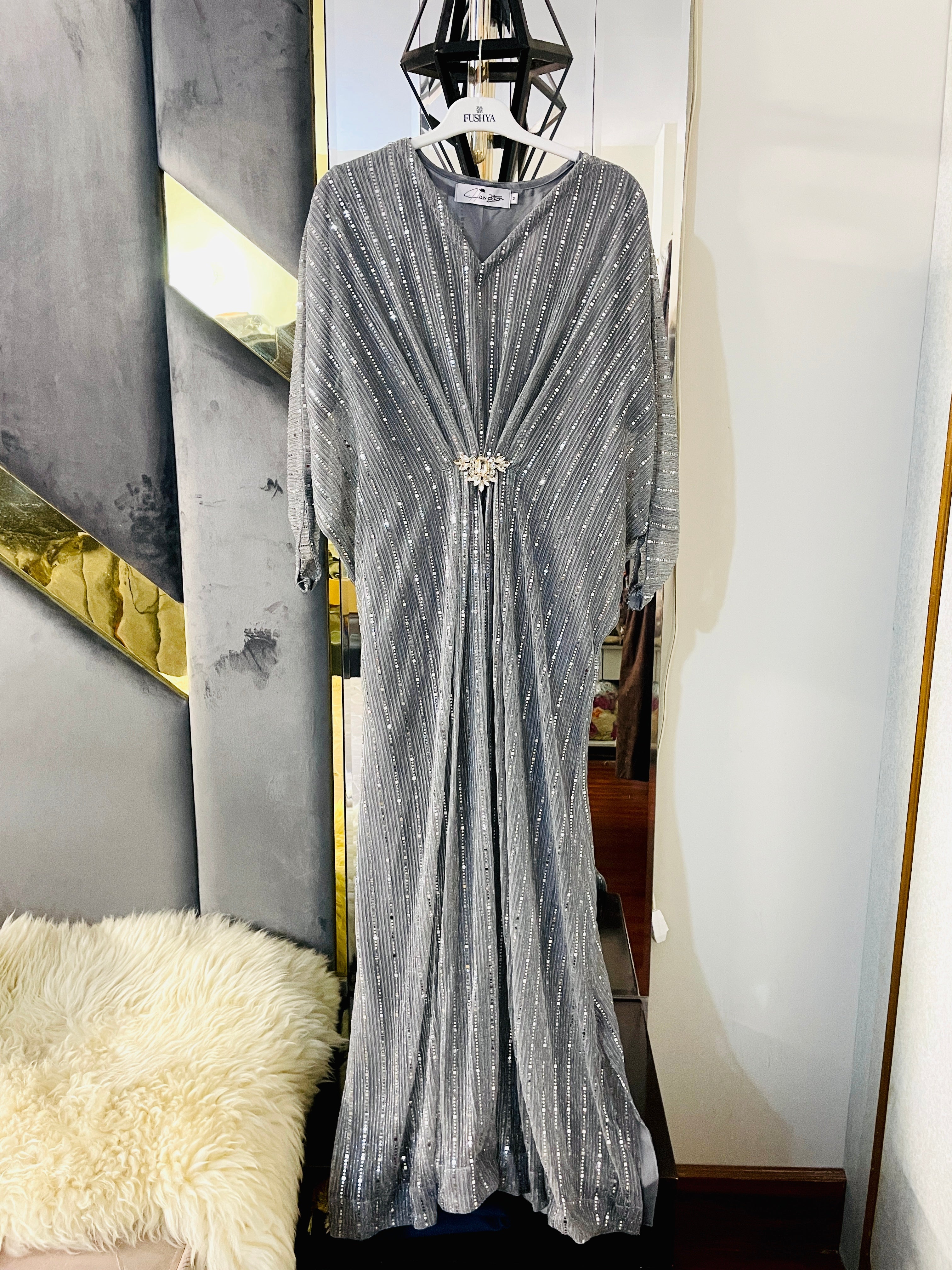 Grey Moonlight Sequins Kaftan