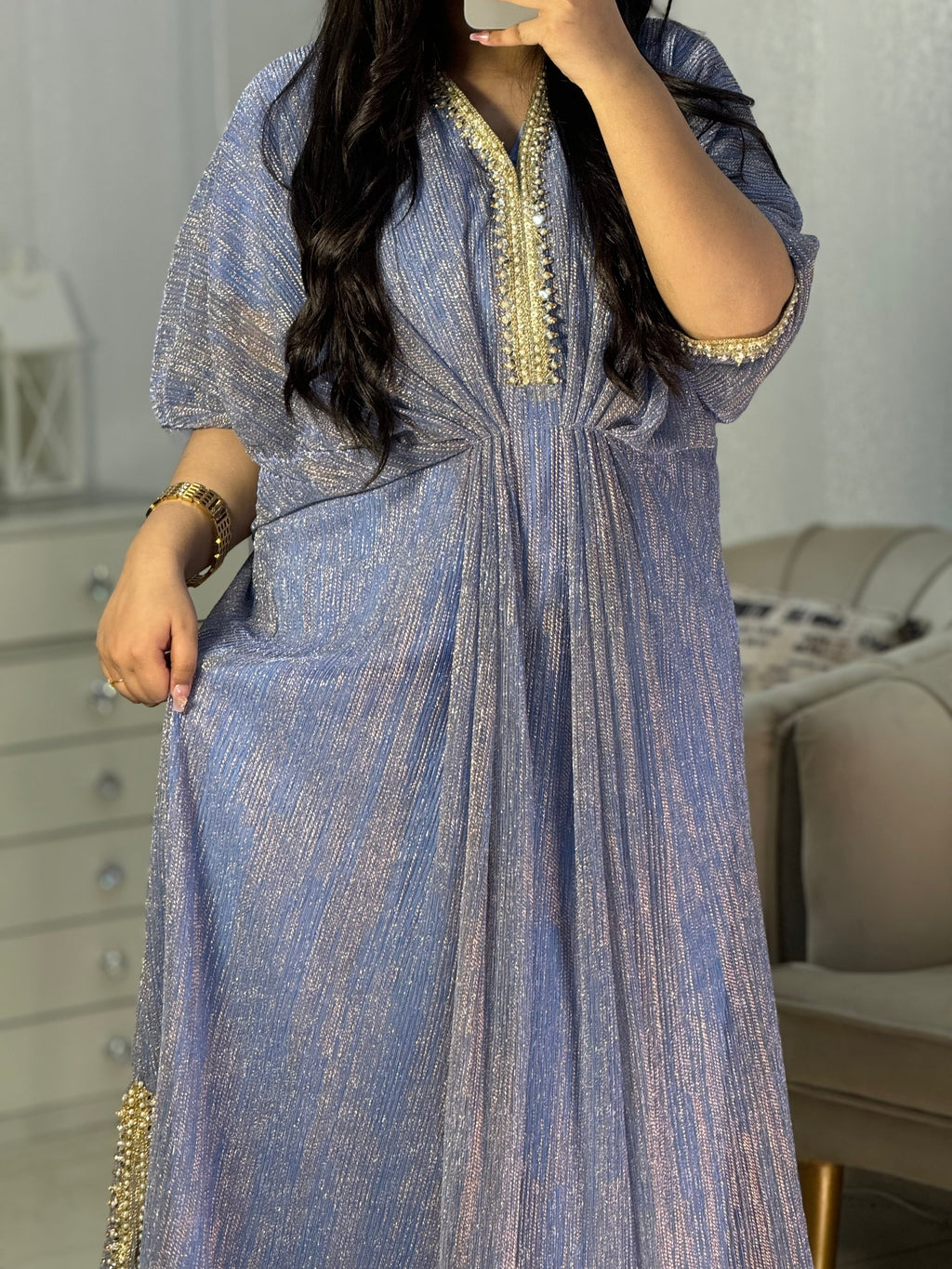 Embroidered Blue Moonlight Kaftan