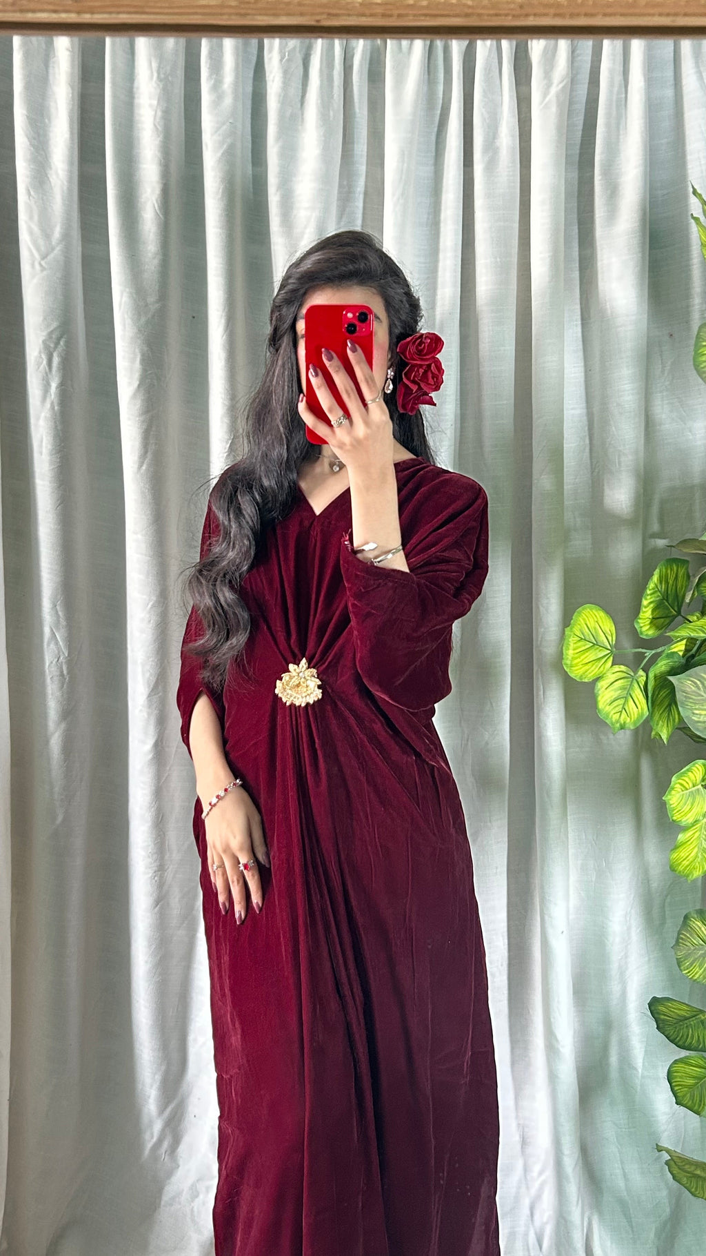 Velvet Maroon Kaftan