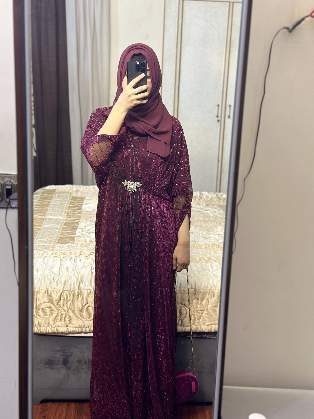 Plum Moonlight Sequins Kaftan