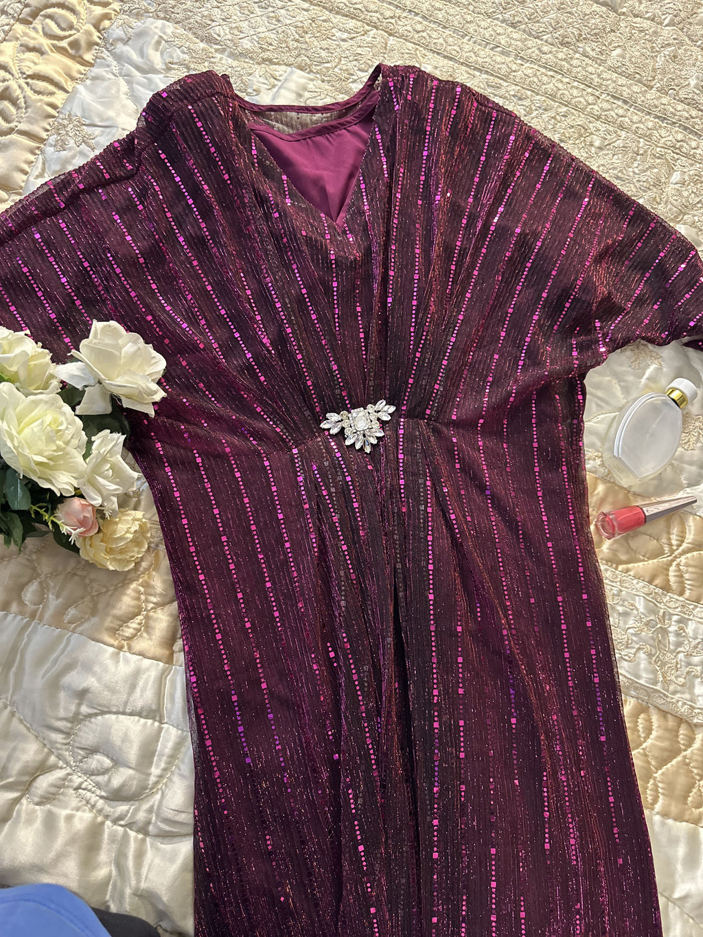 Plum Moonlight Sequins Kaftan