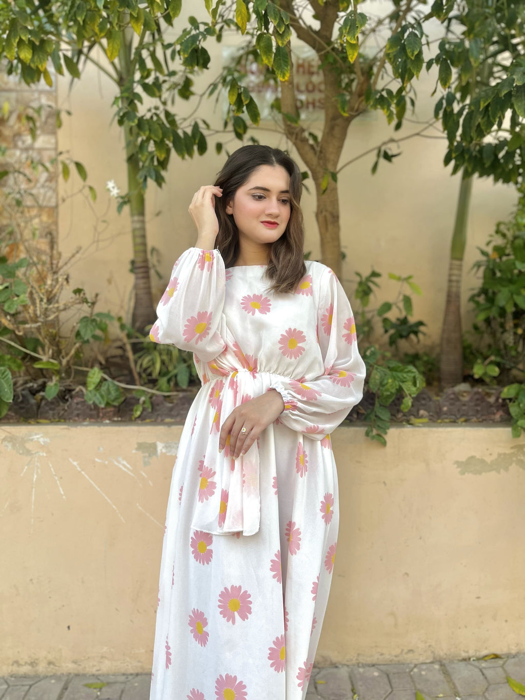 White Chiffon Floral Maxi