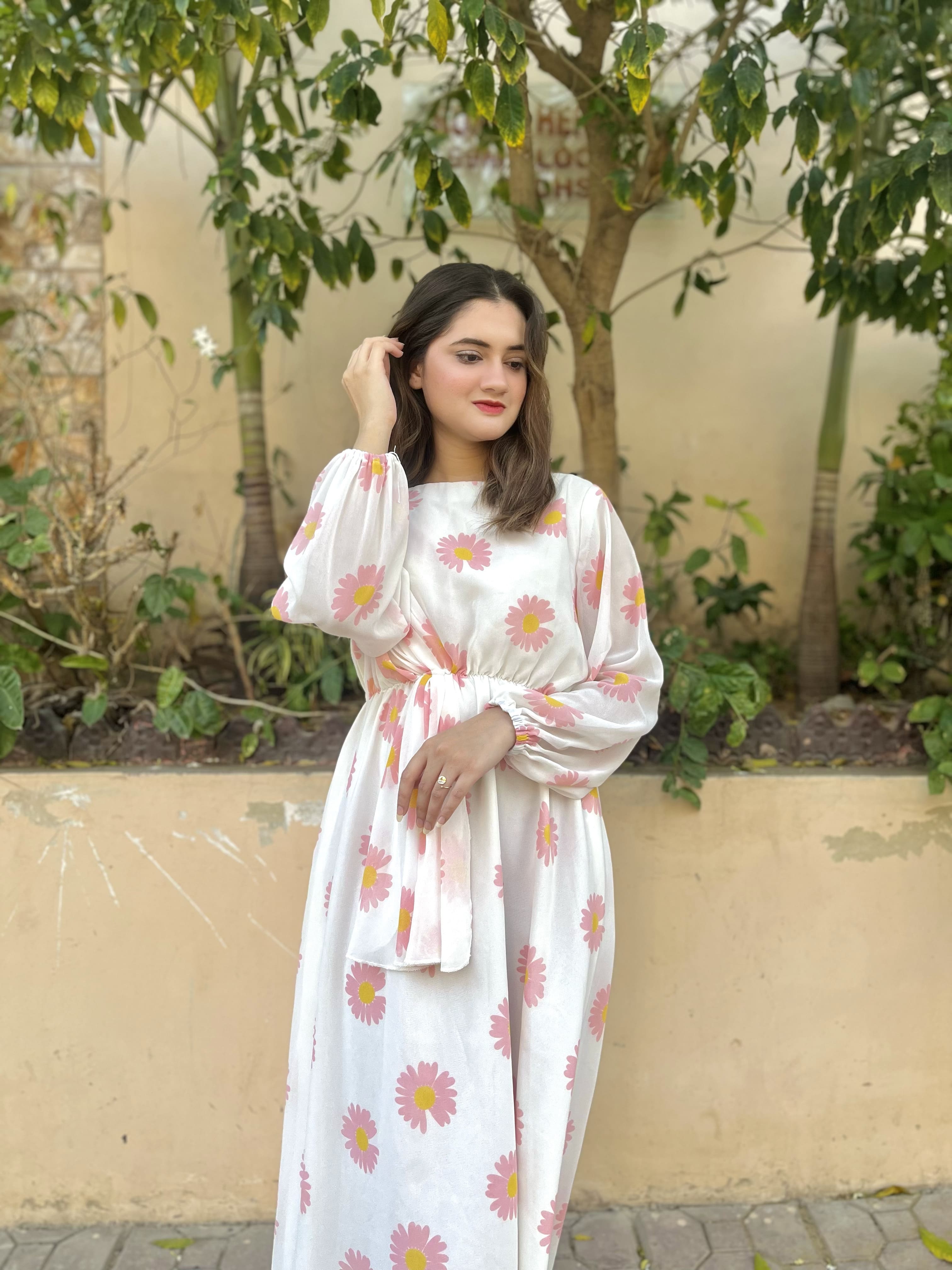 White Chiffon Floral Maxi