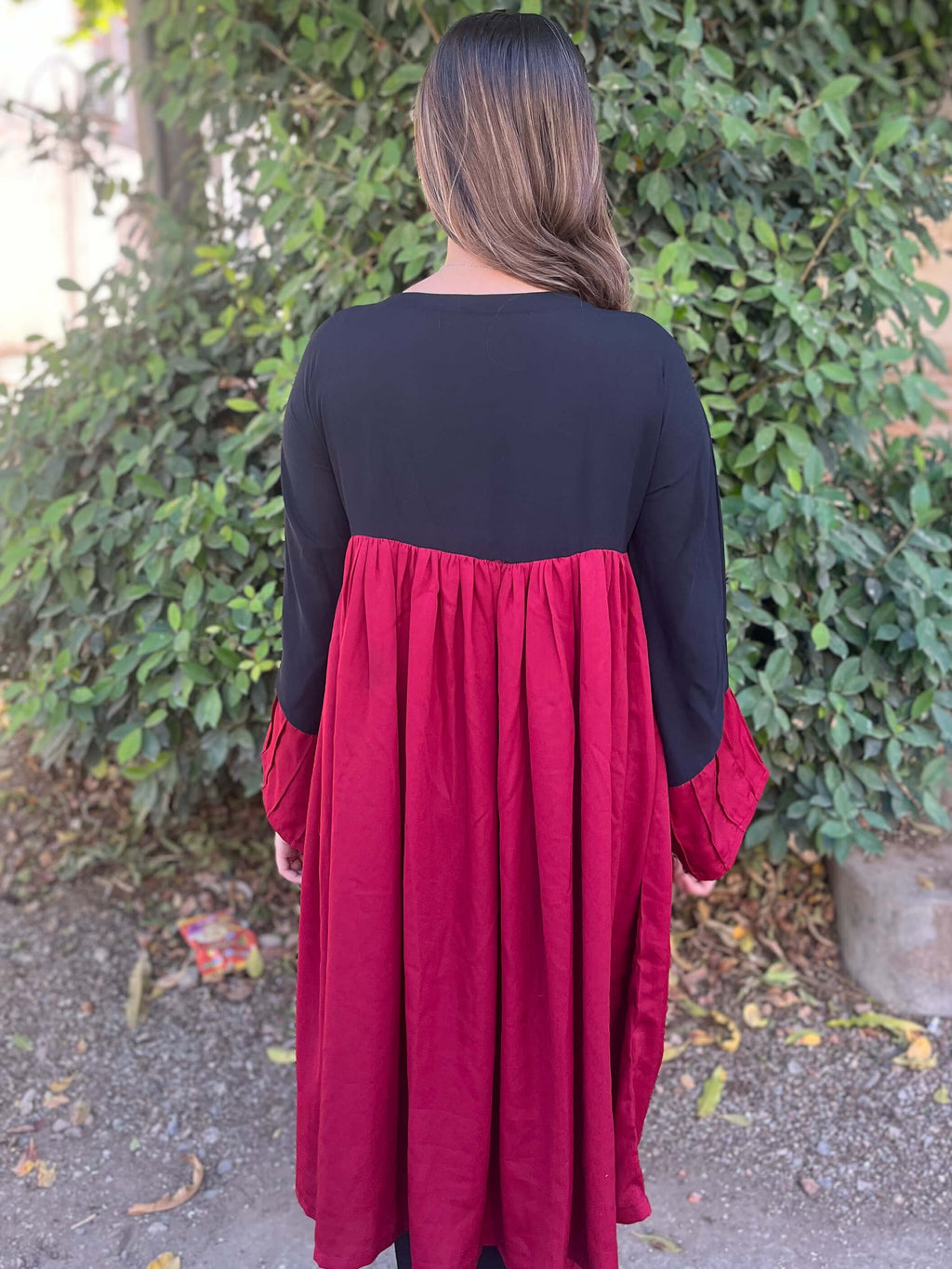 Black & Maroon Crepe Solid Co-Ord Set