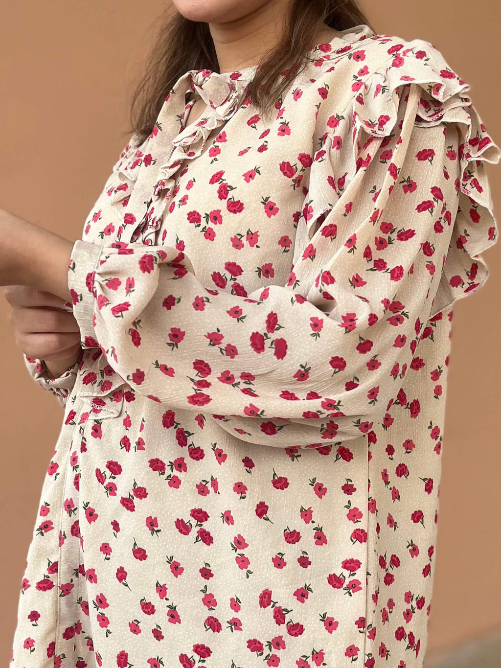 Ladona Floral Printed Frill Top
